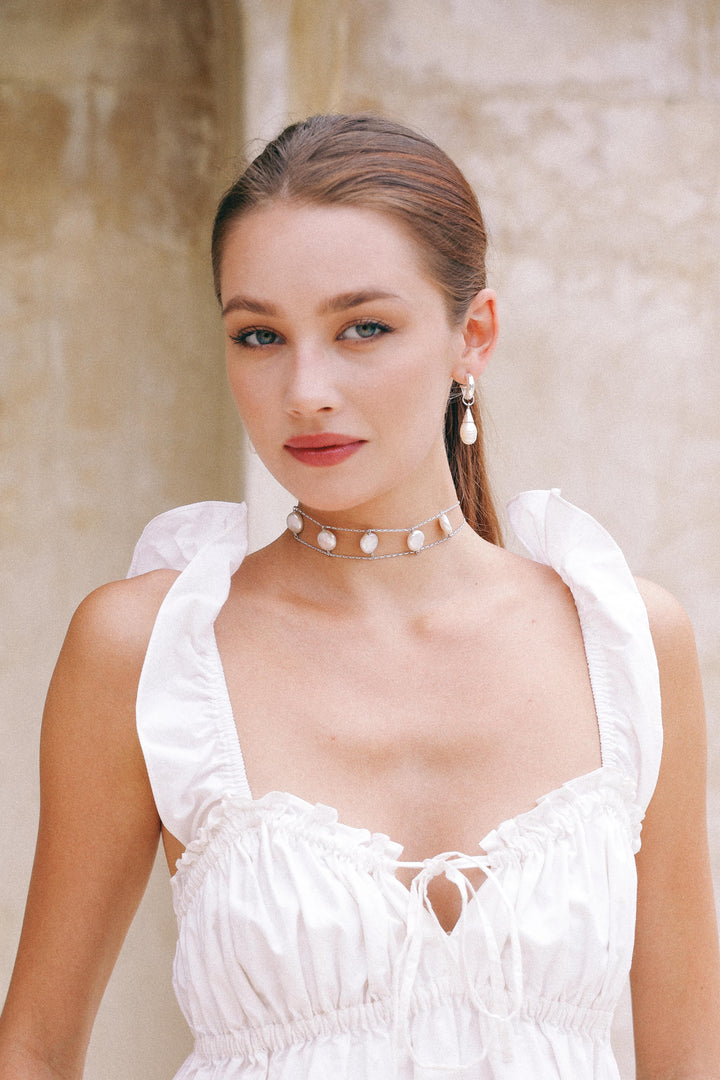 PENDIENTES DE ARO DE PLATA Y NÁCAR